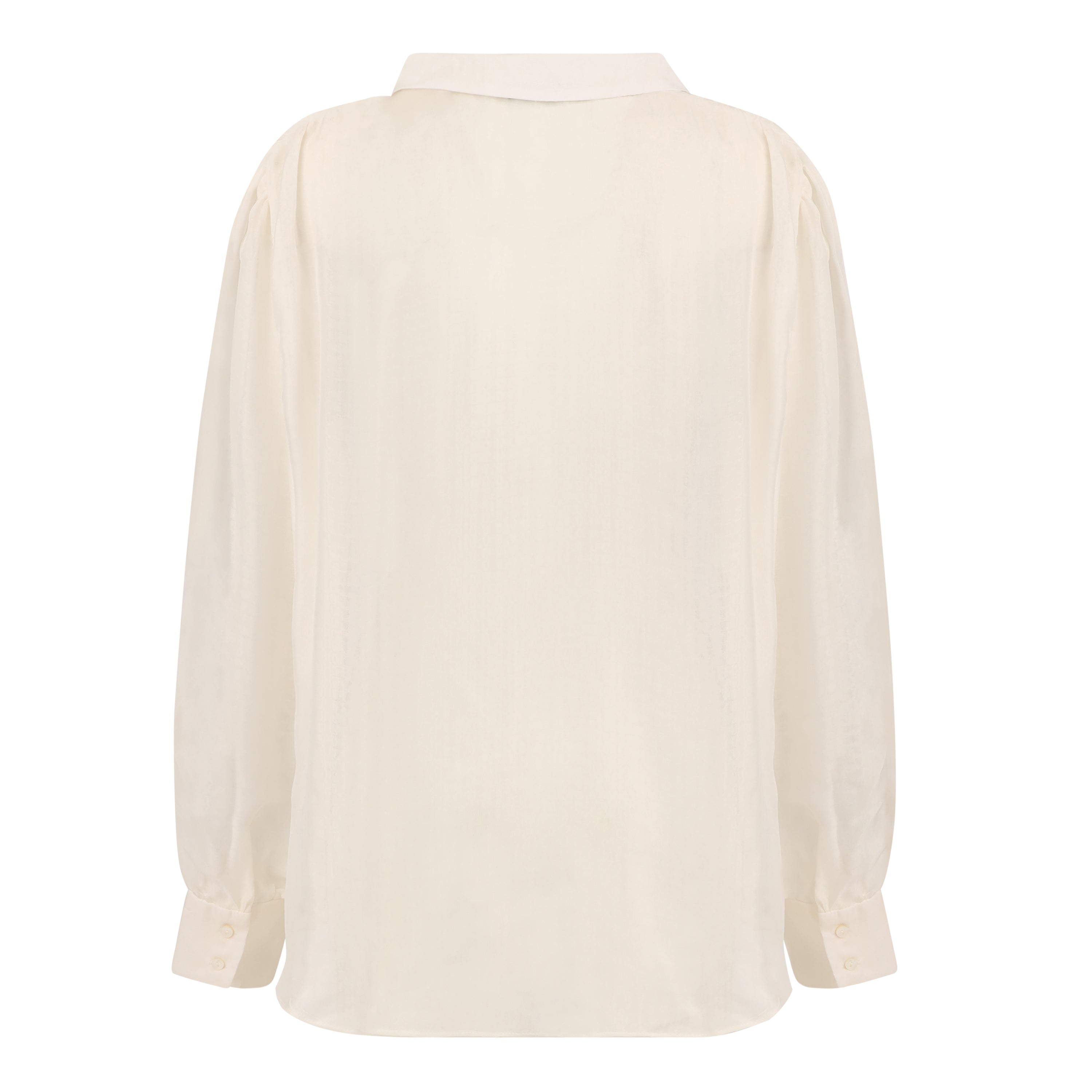 White Double Silk Chiffon Sheer Andrea Blouse