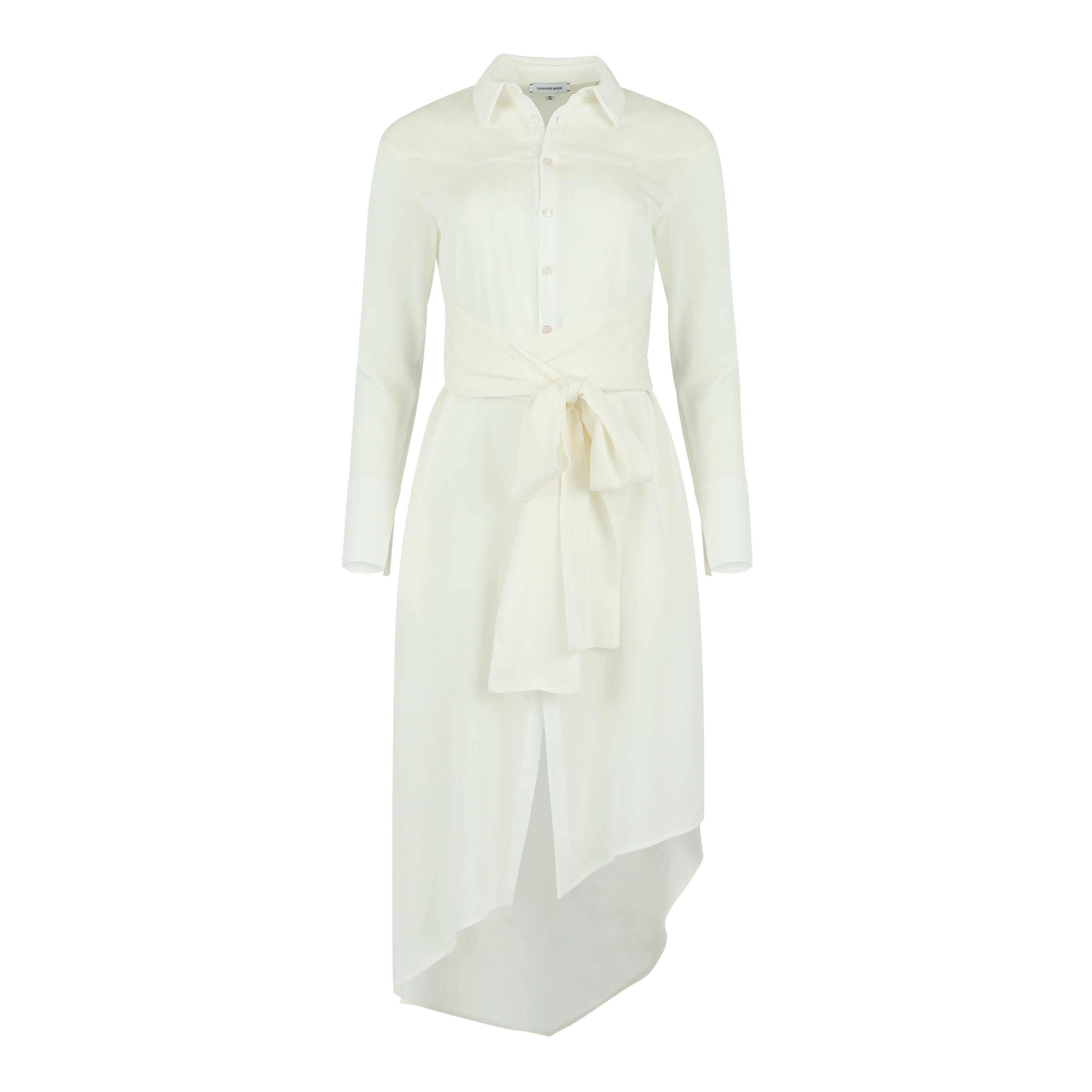 White Asymmetrical  Button Down Dress