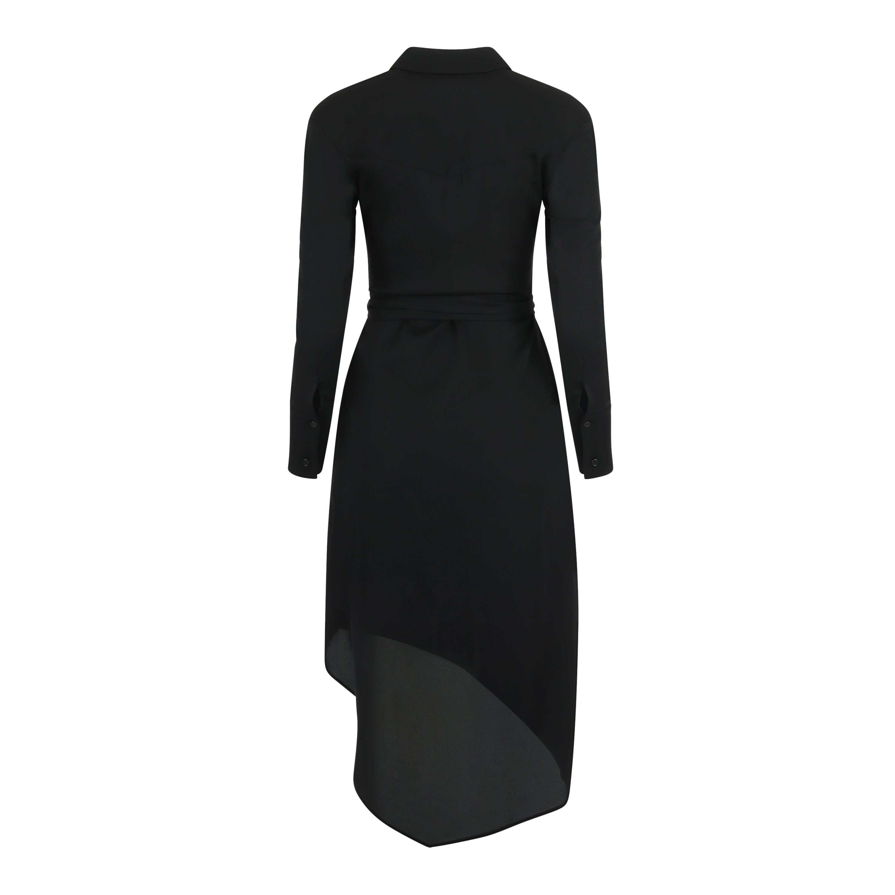 Black Asymmetrical Button Down Dress
