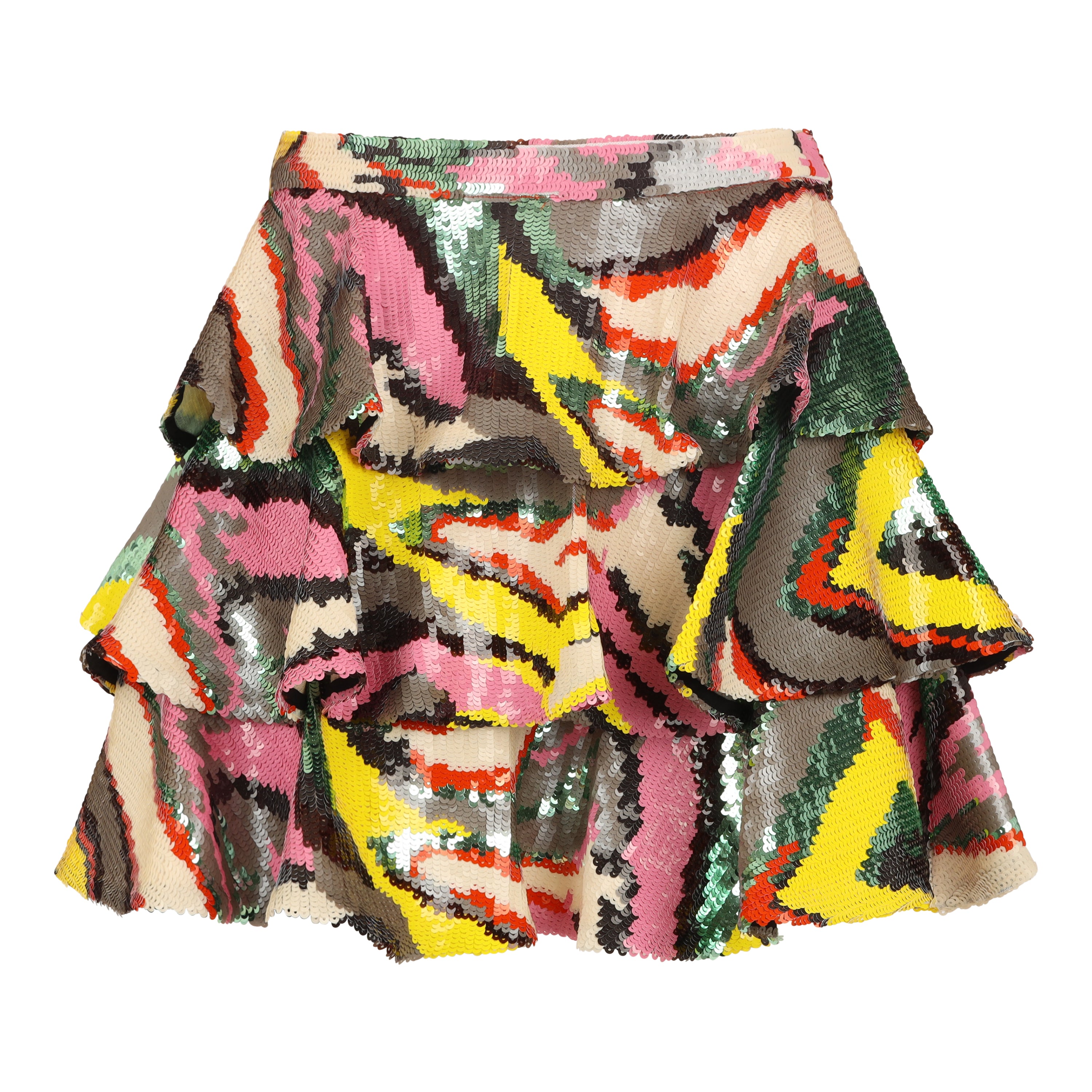 Multi Print Sequin Mini Skirt