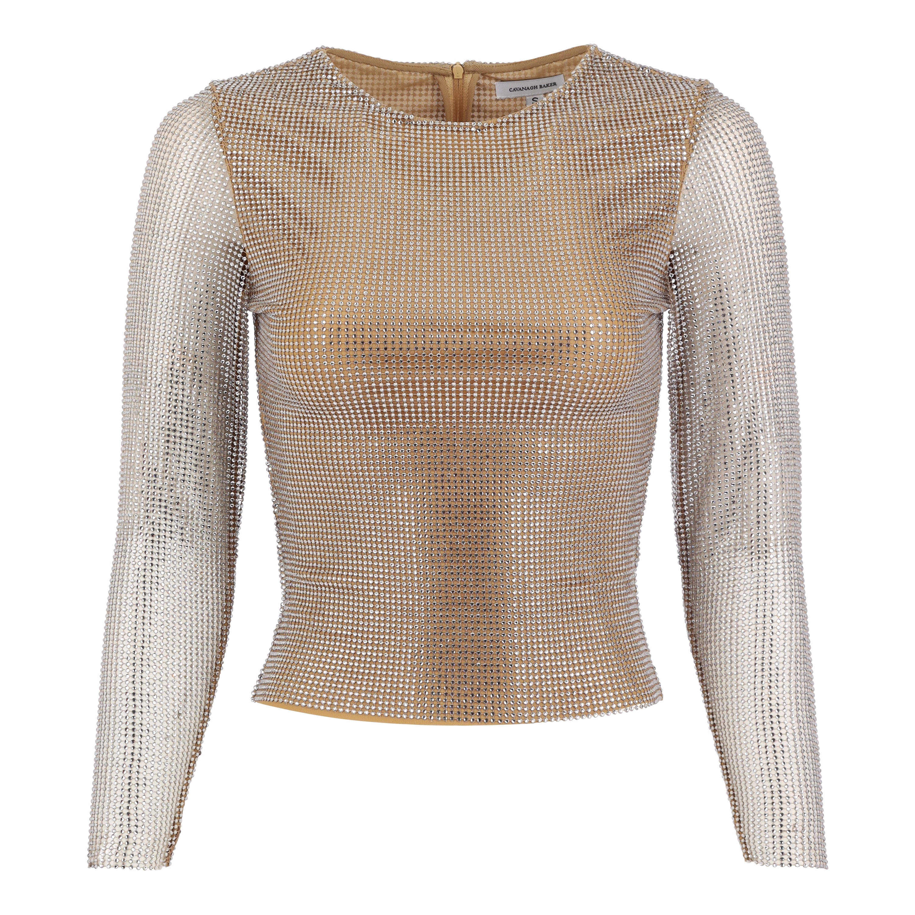 Nude Crystal Long Sleeve Top