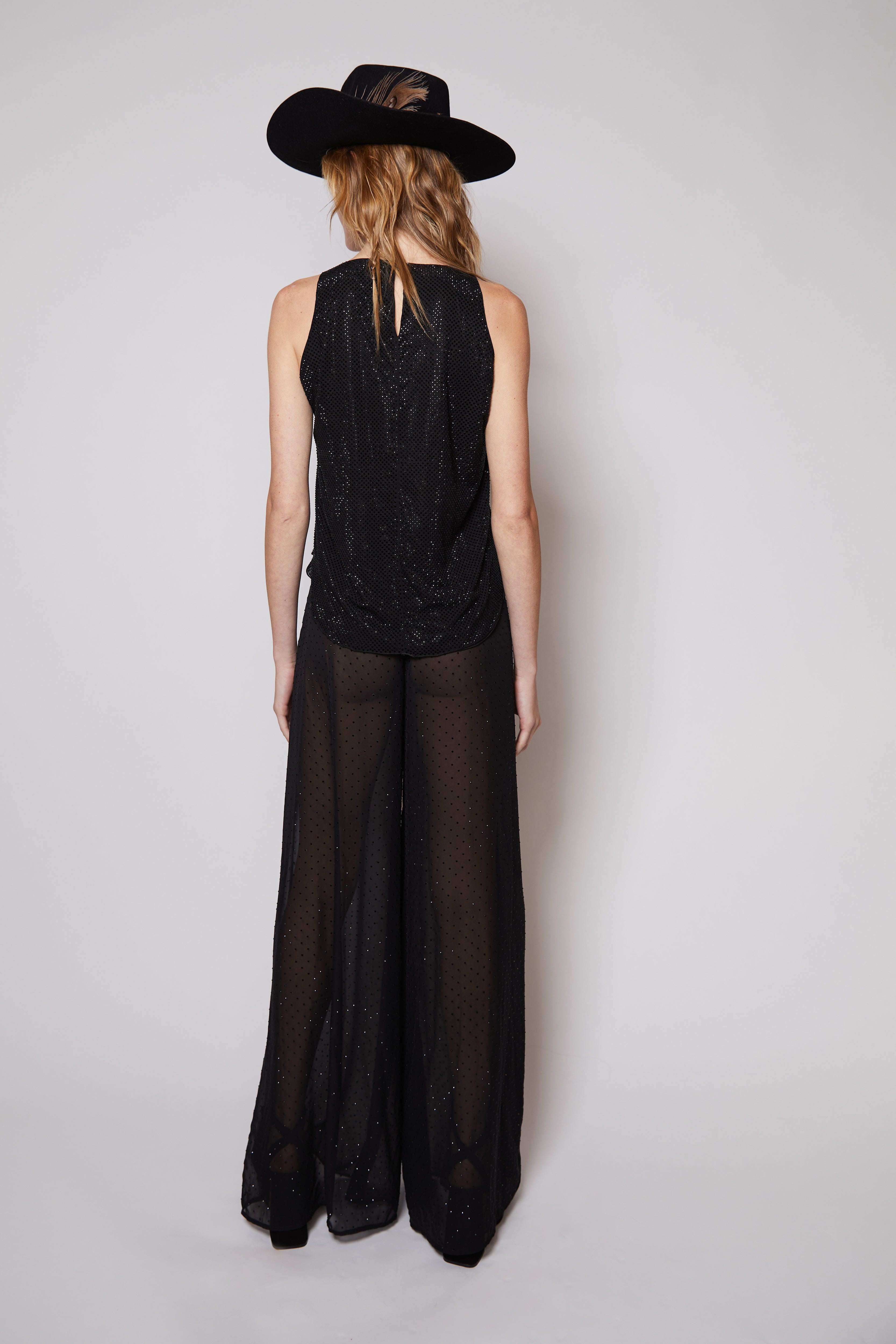 Look Eleven: Chiffon Crystal Wide Leg Pant