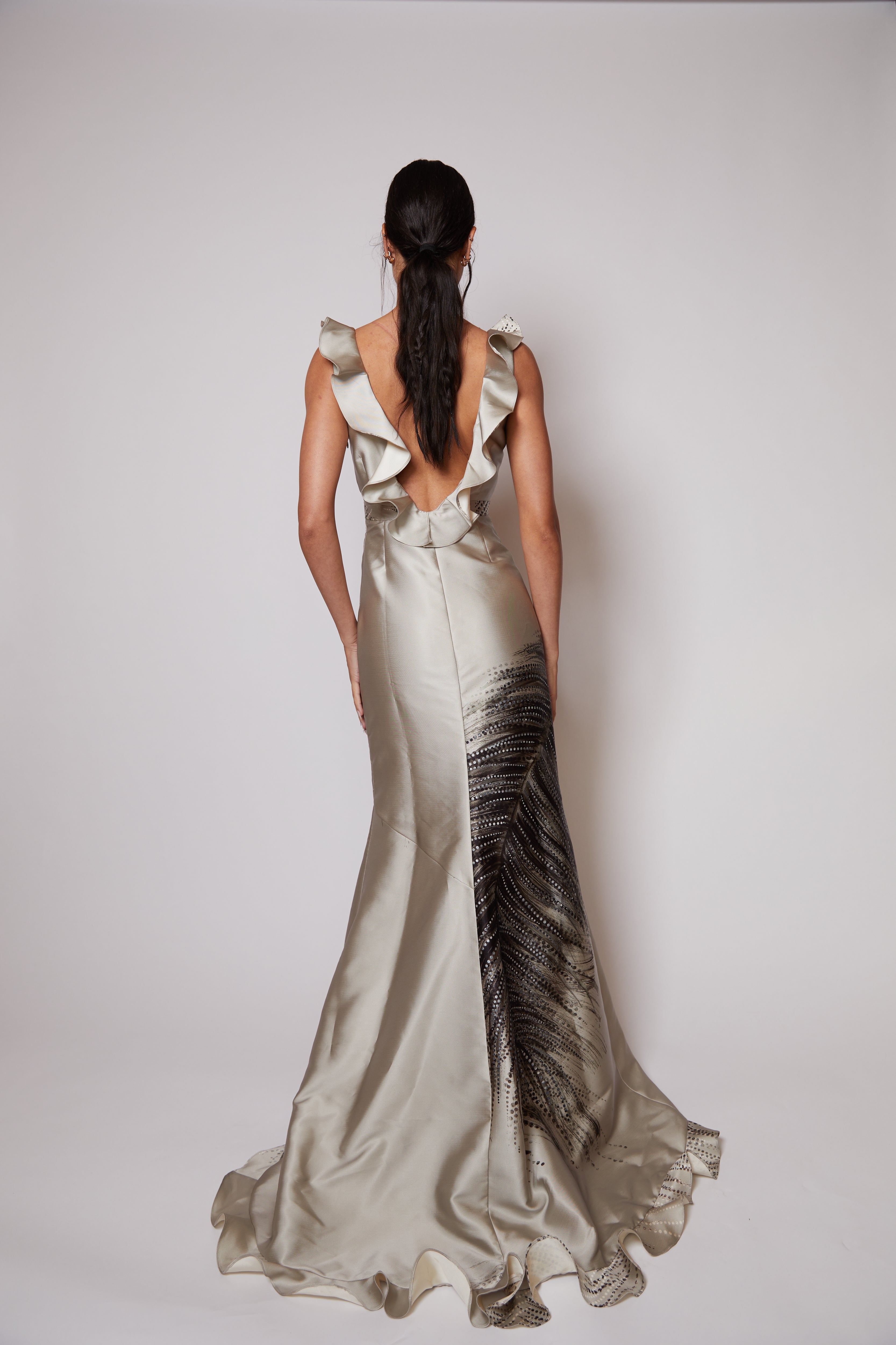 Look Twelve: Feather Ruffle Gown