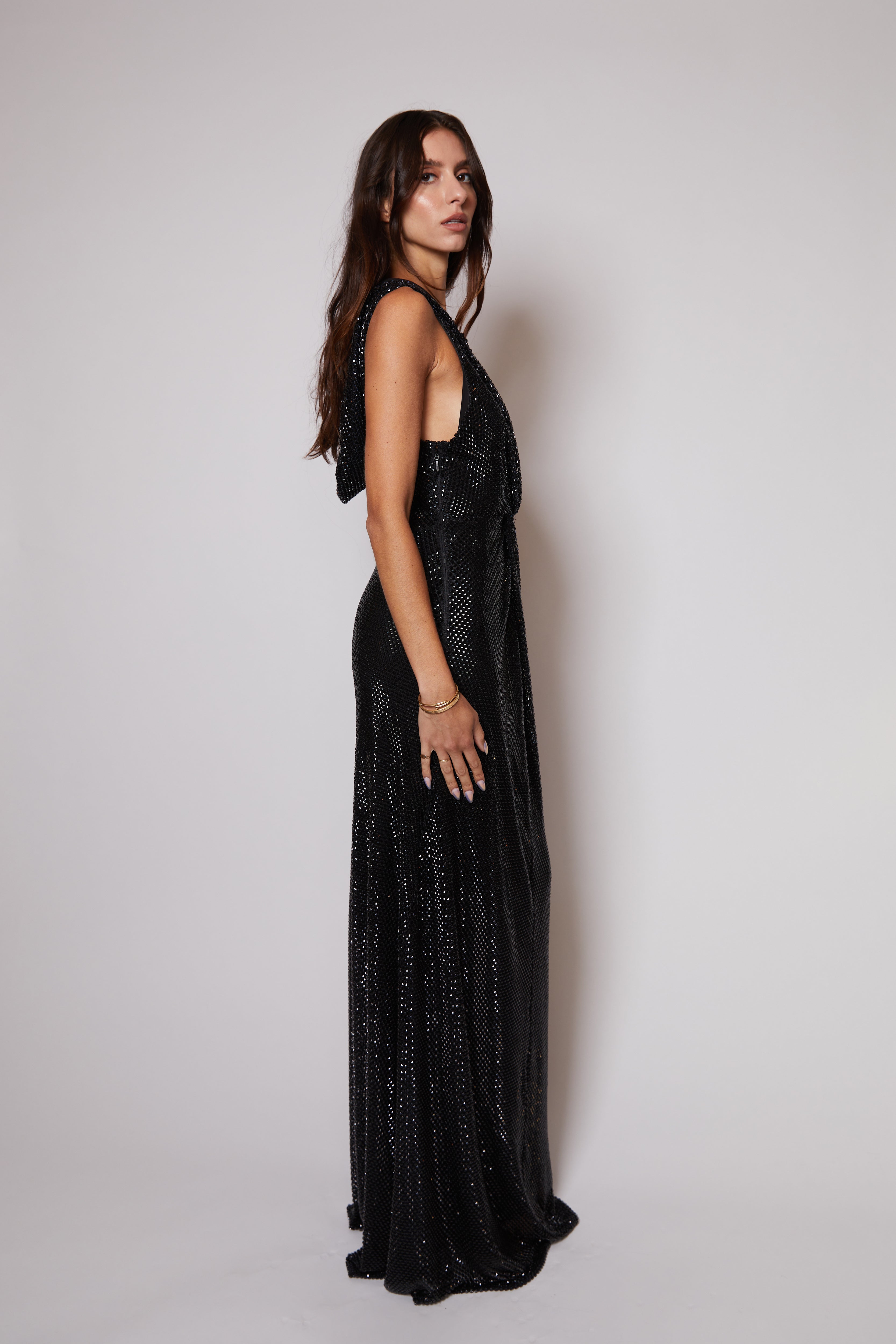 Look Twenty: Hooded Crystal Gown