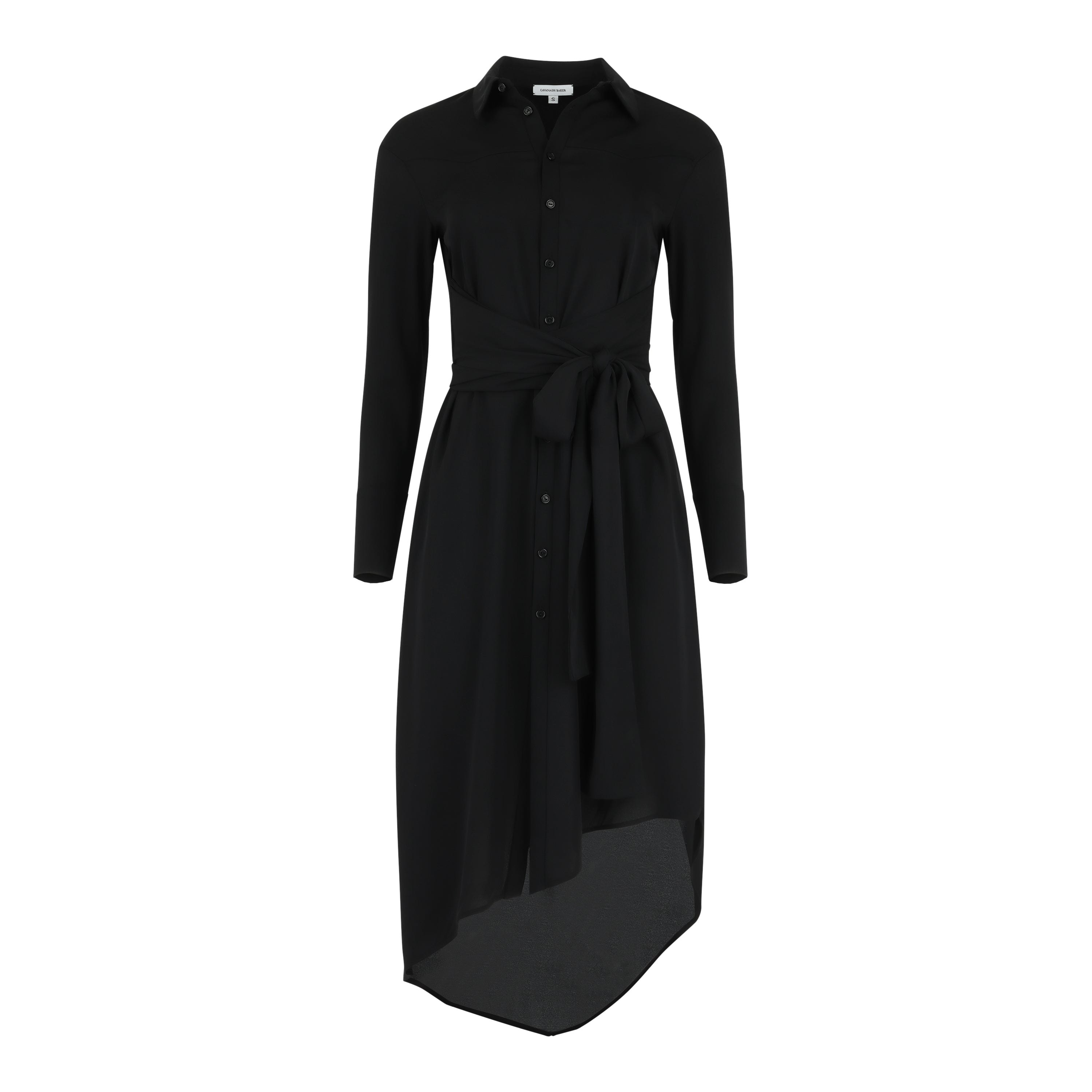 Black Asymmetrical  Button Down Dress