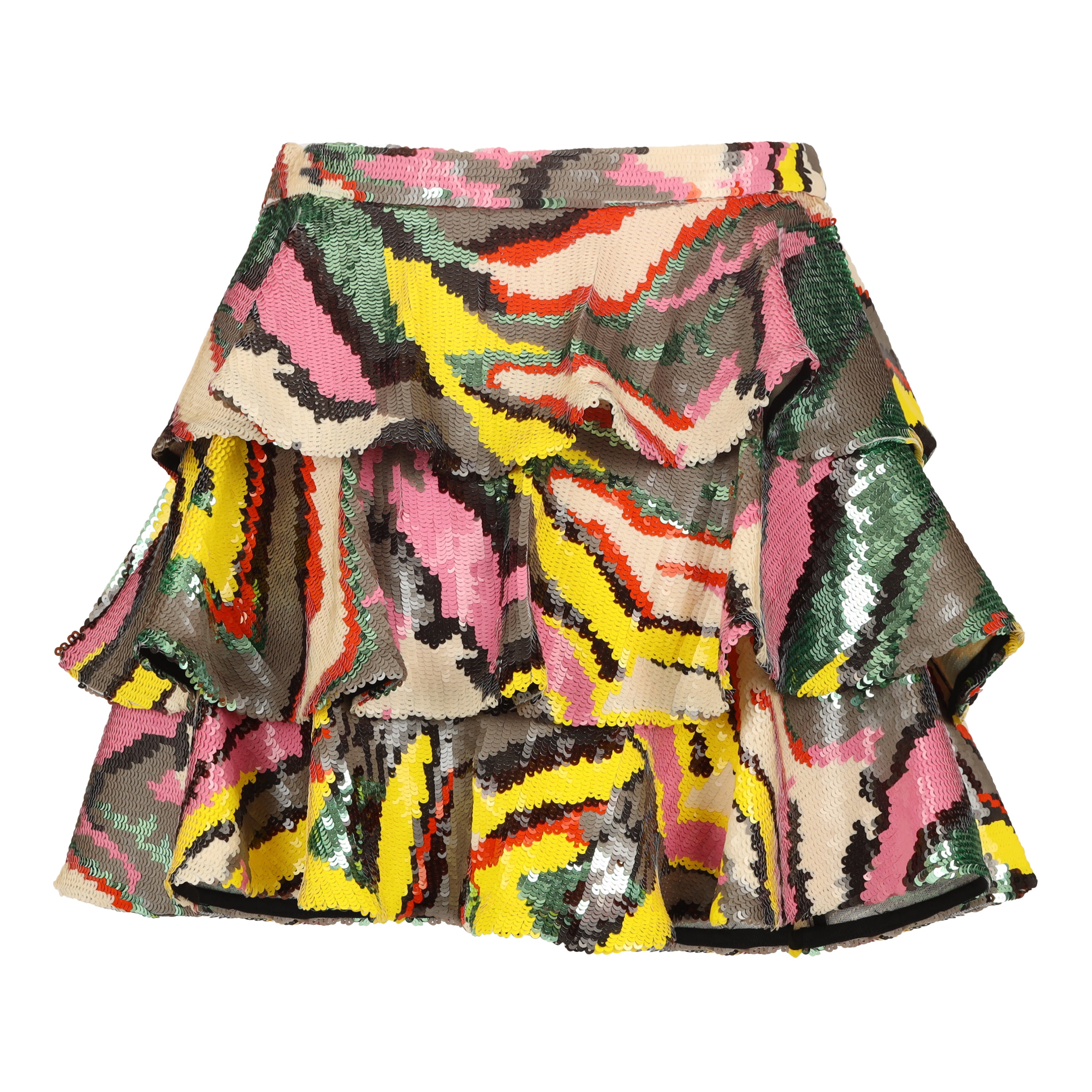 Multi Print Sequin Mini Skirt
