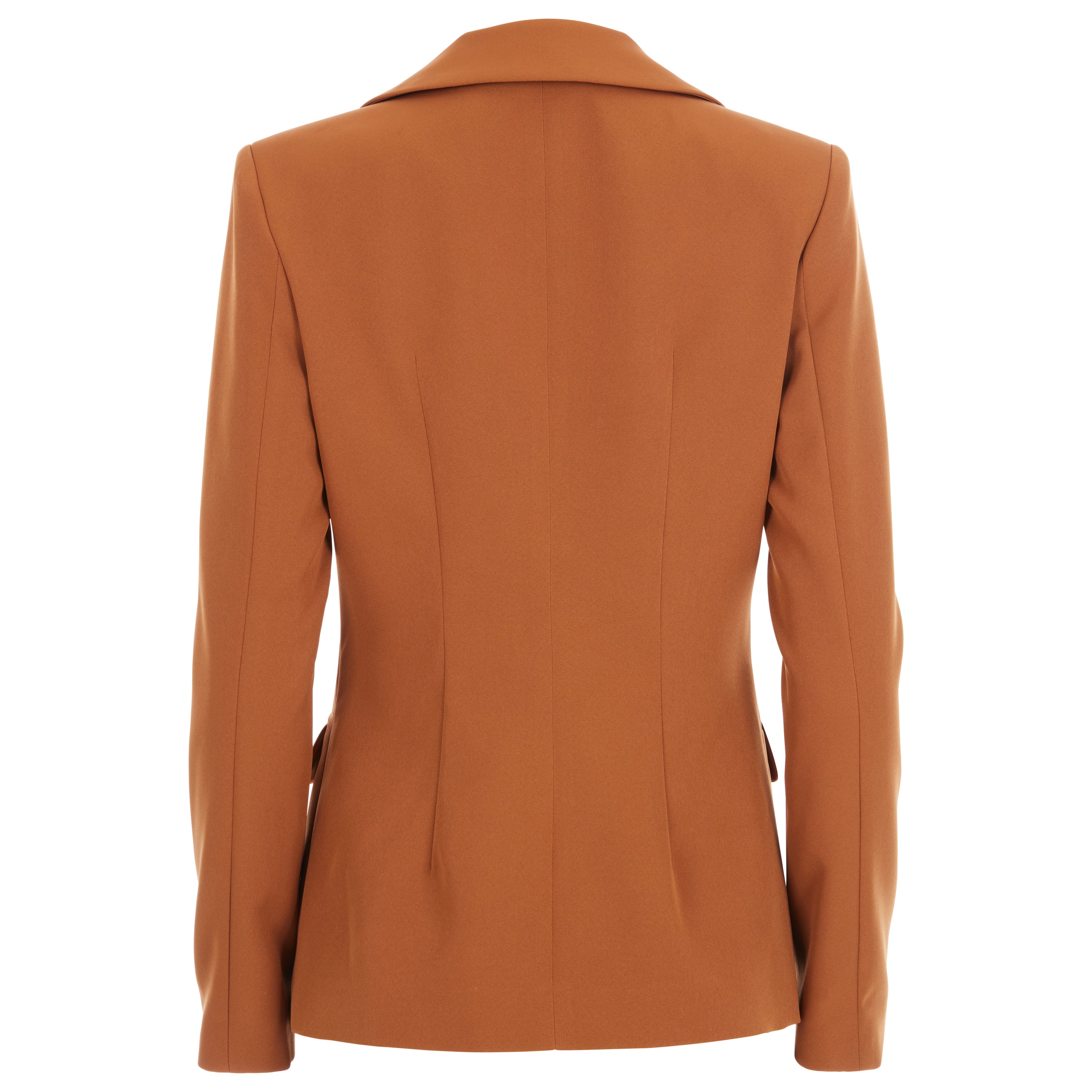 Stretch Wool Crepe Two Layer Blazer Congac