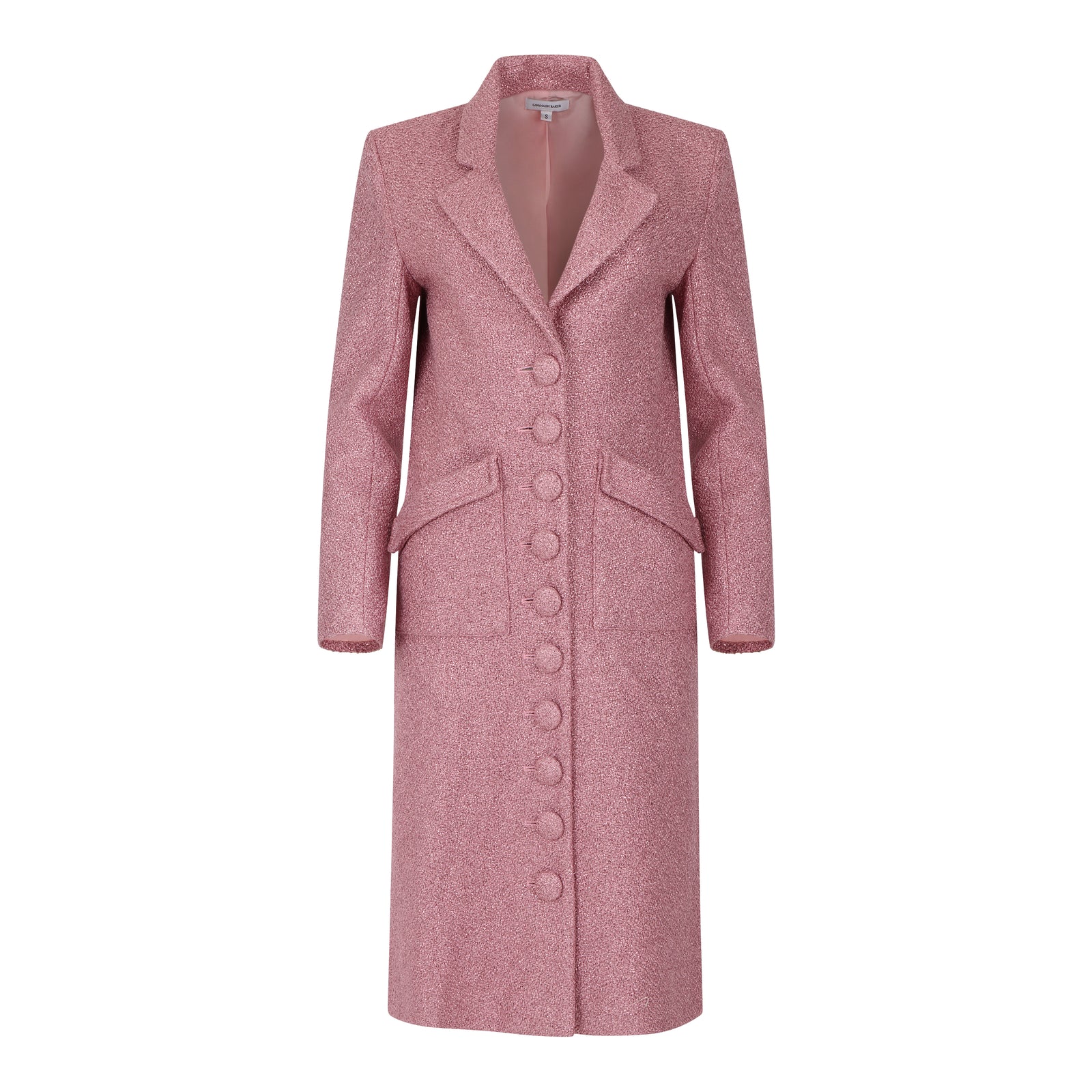 Menswear Inspired Pink Metallic Wool Coat - Womens Luxury Fashion