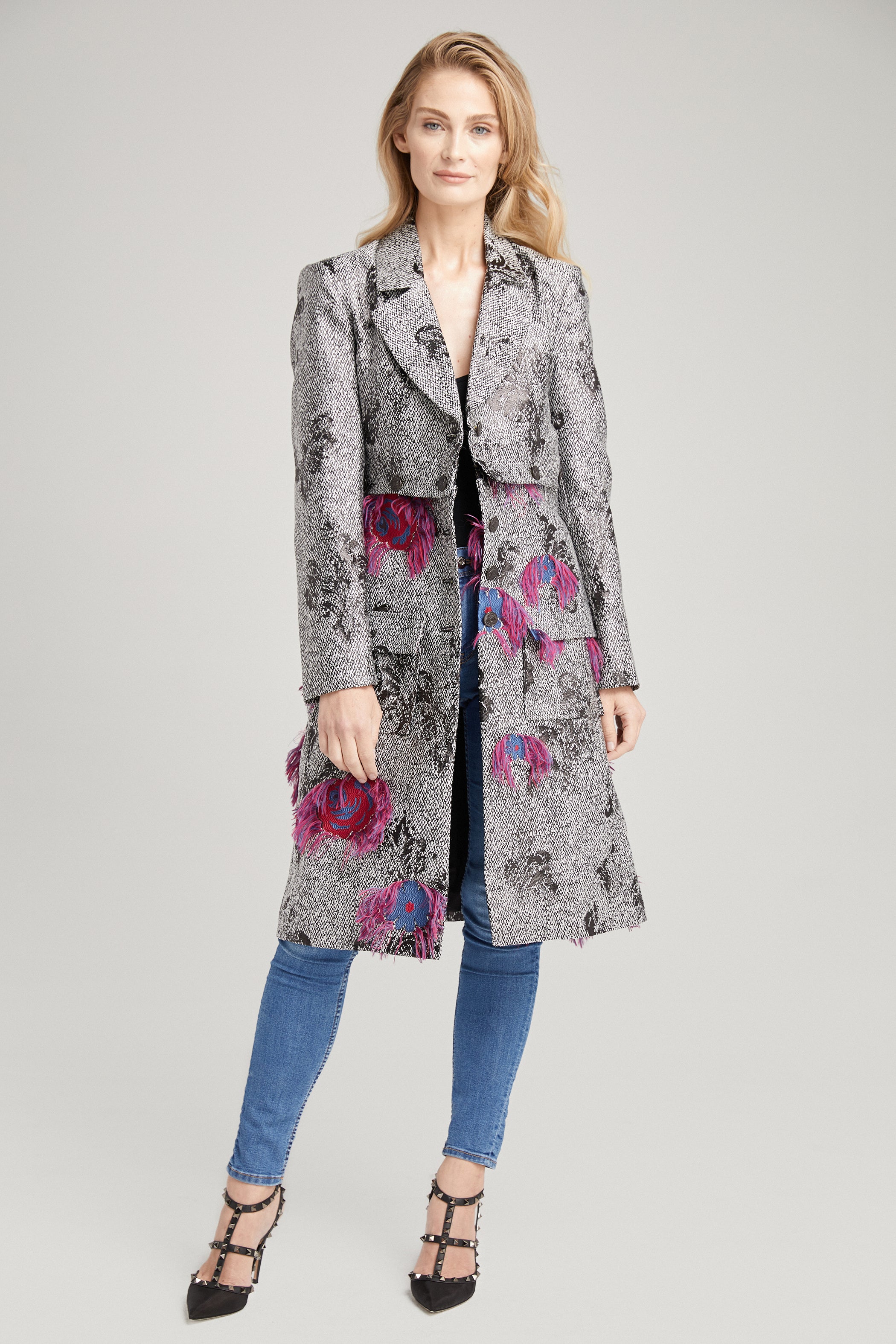 COCO FLORAL FINGE JACKET, Outerwear